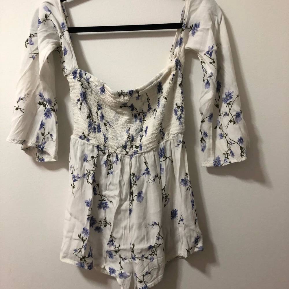 Off the shoulder, flowery romper